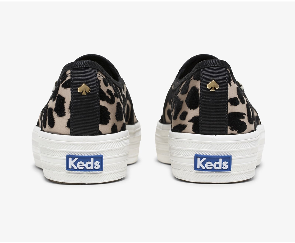 Keds Slip Ons Leopard - Kate Spade new york Triple Decker Flocked Leopard - Womens DHJMUT-163